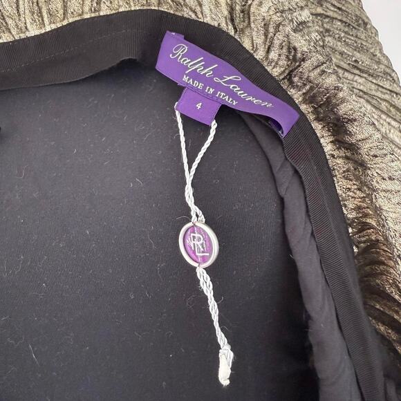 RALPH LAUREN COLLECTION (PURPLE LABEL) GOLD CRINKLE PLEATED MAXI SKIRT - Picture 4 of 5